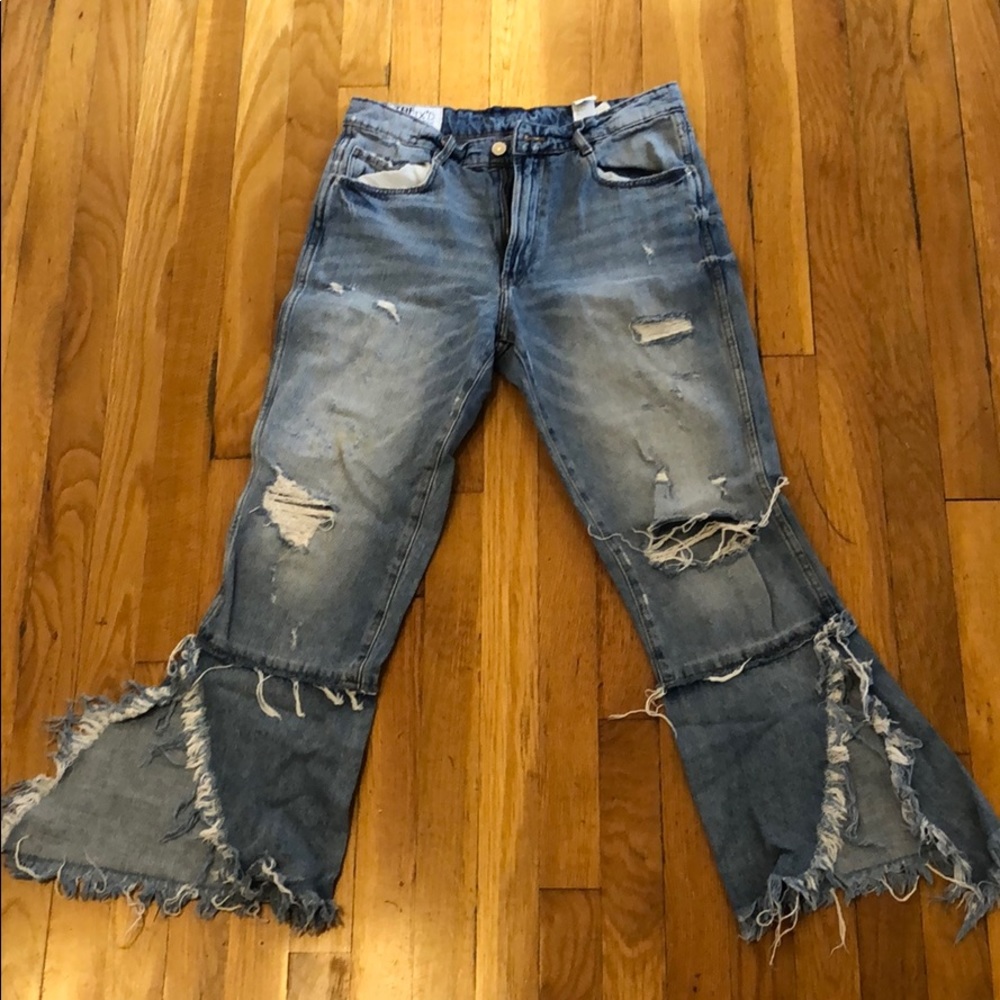 Zara distressed flair jeans